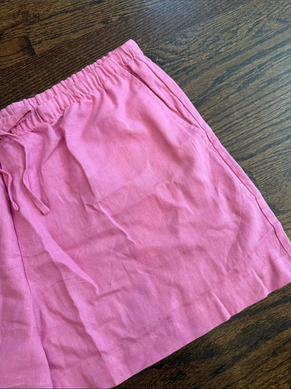 GAP Bright Pink Linen Drawstring Shorts XL pull on